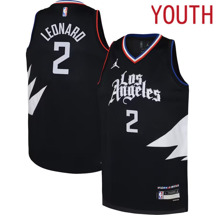 Youth Los Angeles Clippers #2 Kawhi Leonard Jordan Brand Black 2022-23 Swingman NBA Jersey